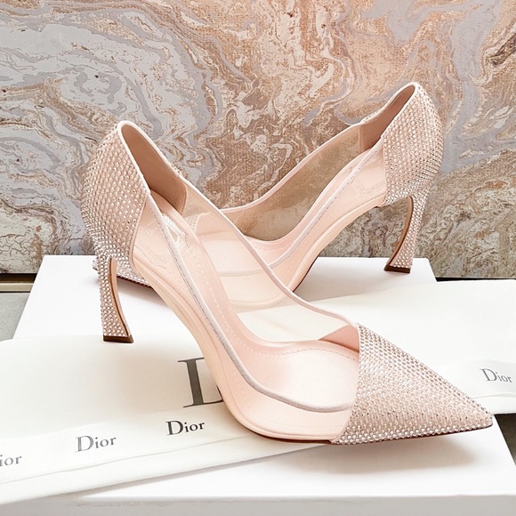 New! Christian Dior Diamanté Suede MeshCrystalPump - Picture 1 of 9